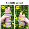 Portable Collapsible Silicone Water Bottle with Lid Camouflage Foldable Kettle For Sports Travel Drinking Cup With Carabiner Cup
