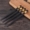 10 Pairs Plastic Chopsticks Black Gold Non-Slip Grip Micro-Tip Design Chopsticks Ergonomic Cylindrical Sushi Sticks for Chinese Japanese Food Elegant