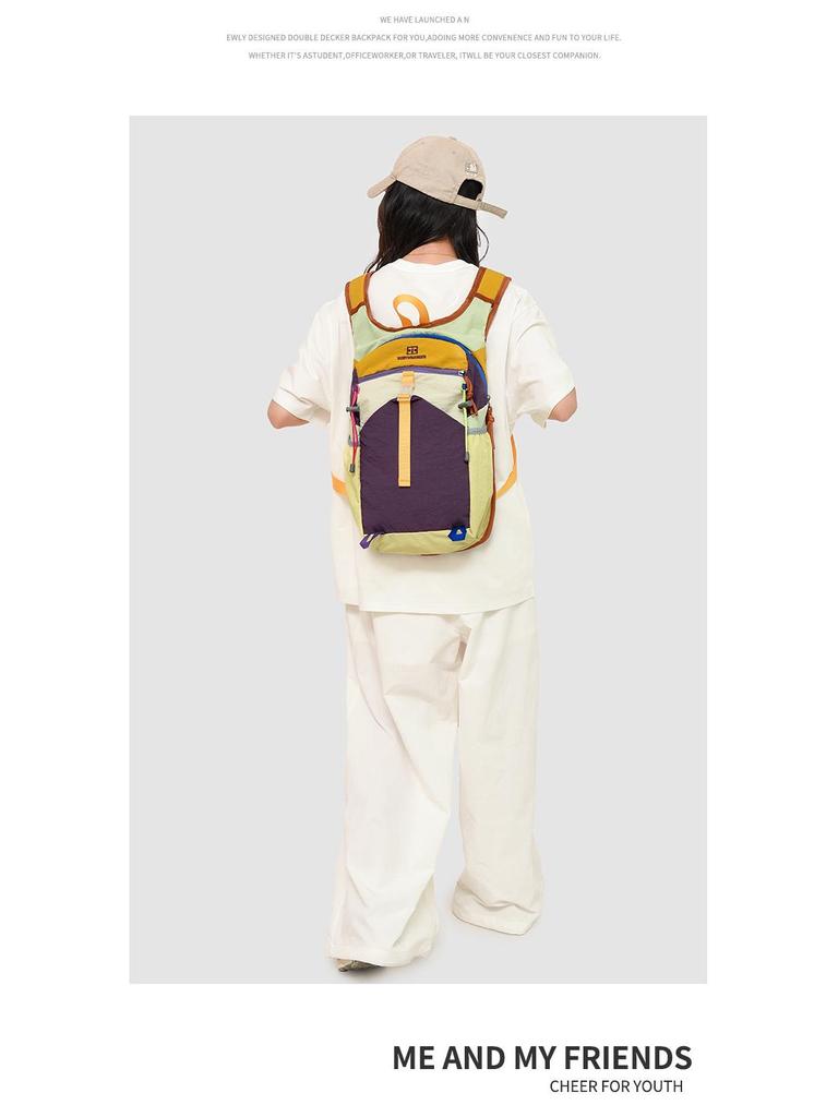 Color Block Waterproof Outdoor Sports & Travel Backpack, Wear-Resistant & Trendy for Camping