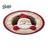Holiday Party Floor Covering Round Christmas Rug, 39" Imitation Cashmere Santa Snowflake Pattern, Pattern Rug Area for Home Living Room Bedroom Decor