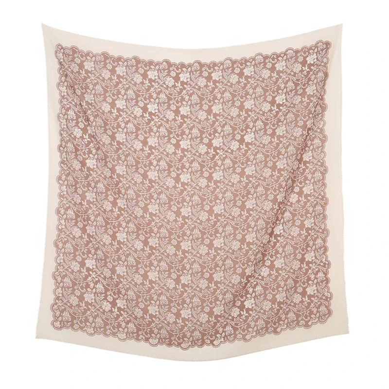 110*110cm Neuer Baumwoll-Leinen-Quadratischer Schal Damen Kopftuch Blumenmuster Halstuch Schals Kopftuch Bandanas Haargummi Stirnbänder