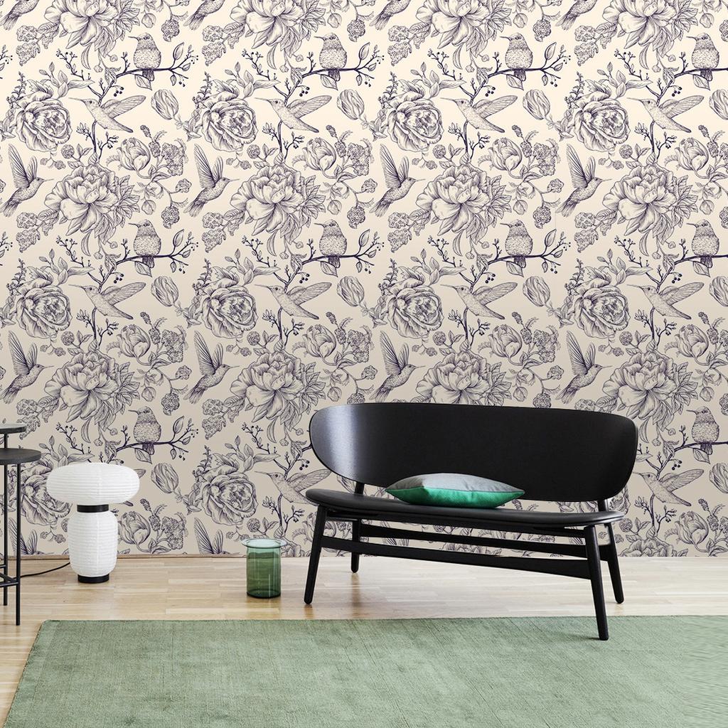 Self Adhesive Wallpapers Home Decor Bird on the Tree Pattern Bedroom Background Wallpaper Furniture Decorative Sticker