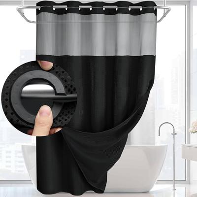 Ensemble de rideaux de douche sans crochets doubles (avec doublure) Rideau de douche blanc amovible