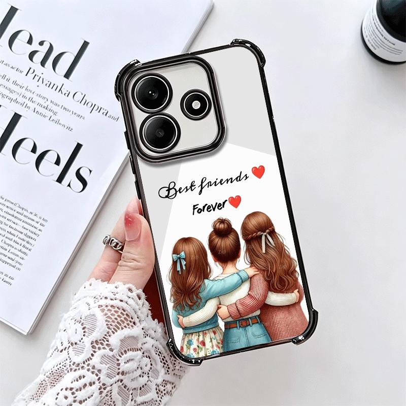 Best Friends Forever Girls Plating Phone Case For Xiaomi Redmi Note 14 15 Pro Plus 13 12 11 11S 11T 10 9S 9 5G Anti-Fall Airabag