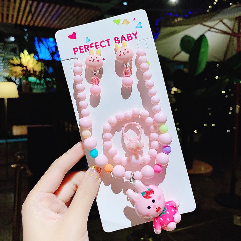 

Принцесса Мультяшный Набор Украшений для Девочек: Ожерелье, Кольцо, Браслет со Светящимися Хрустальными Бусинами Regular