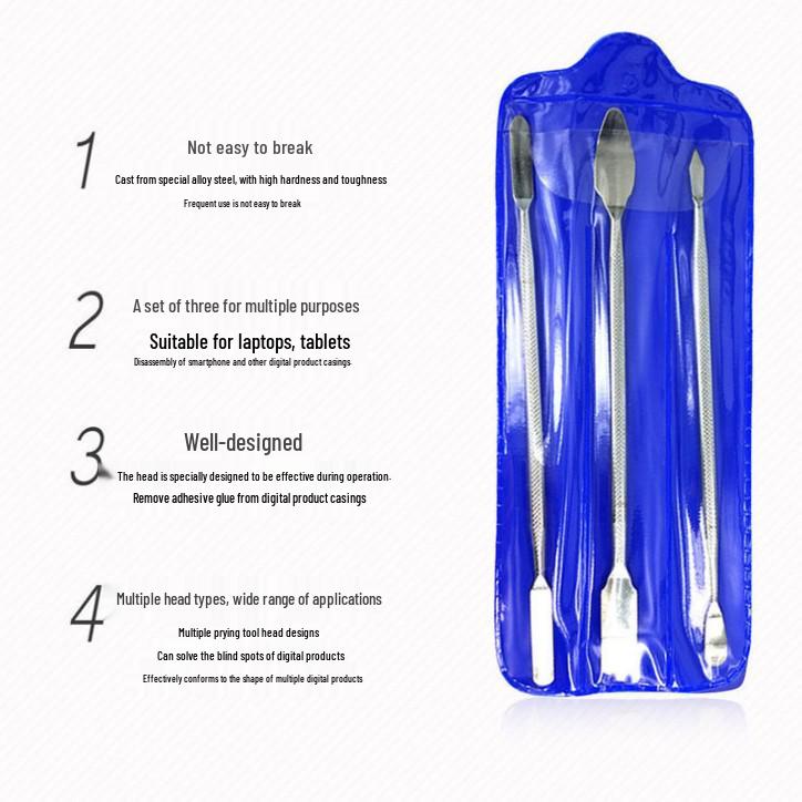 

Three-Piece Metal Pry Bar Set for Smartphone, Tablet, and Monitor Repair Without Packaging