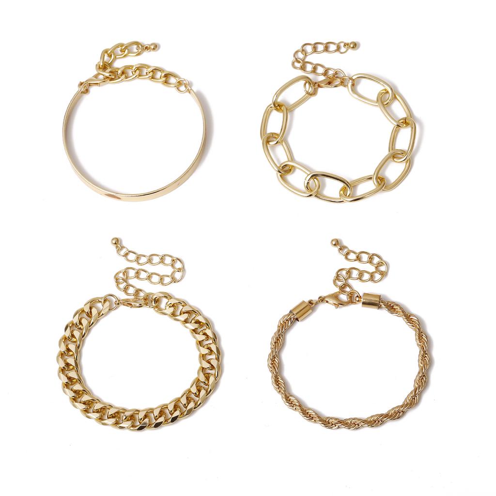 New Jewelry, Stacked Personalized Street Shot Set Jewelry, Exaggerated Thread Twist Alloy Bracelet for Women