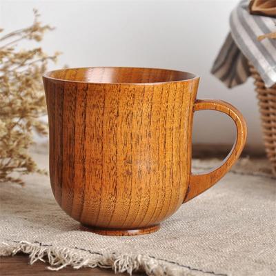Wooden Solid Wood Cup with Handle Sour Jujube Solid Wood Water Tea Cup Trumpet Cup for Kitchen Living Room