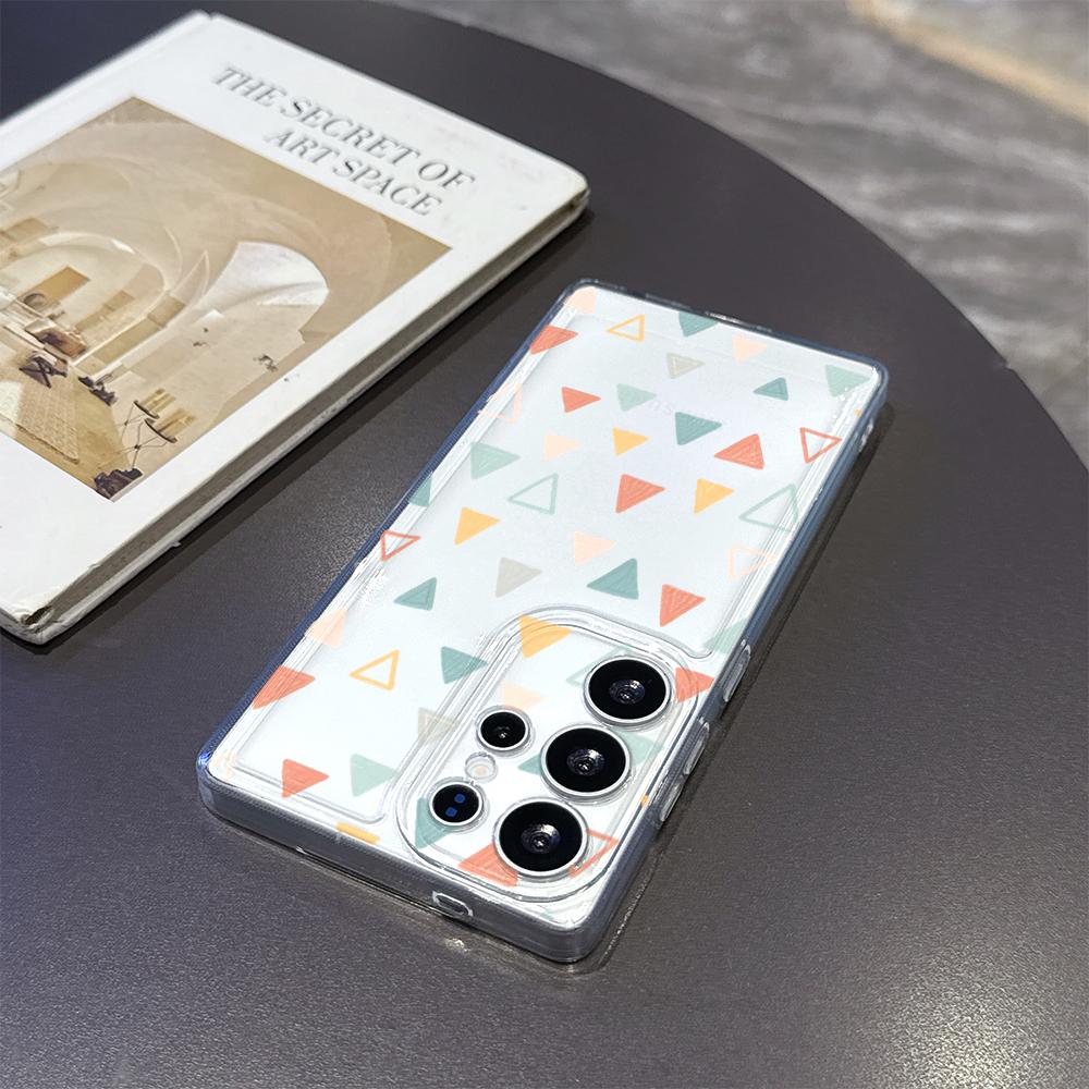 Pastel Triangles Pattern Phone Case for Samsung Galaxy S26 S25 S24 S23 S22 S21 S20 FE Plus Lucency TPU Protection Cover