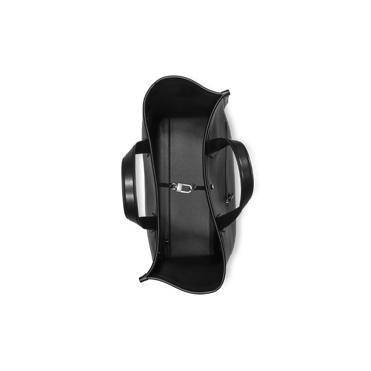 Montblanc Classico Series Solid Color Vintage Palladium Round Ring Leather And Calfskin Tote Bag Men Tote Bags Black 130045