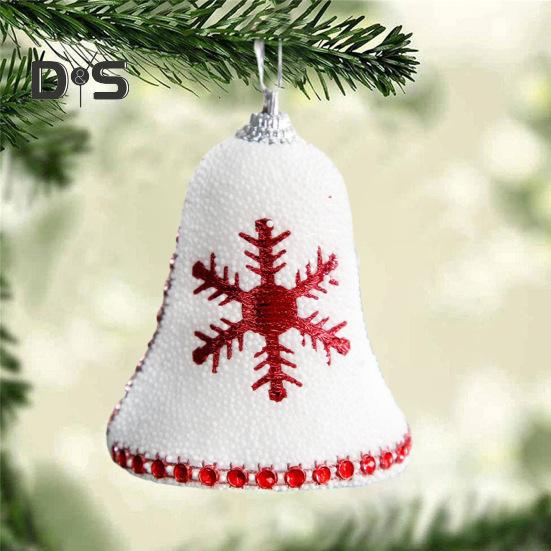 4 Pcs Christmas Snowflake Bell Pendant Sequin Decor White Foam Christmas Decoration Hanging Ornament Festive Home Office Decor Party Centerpieces
