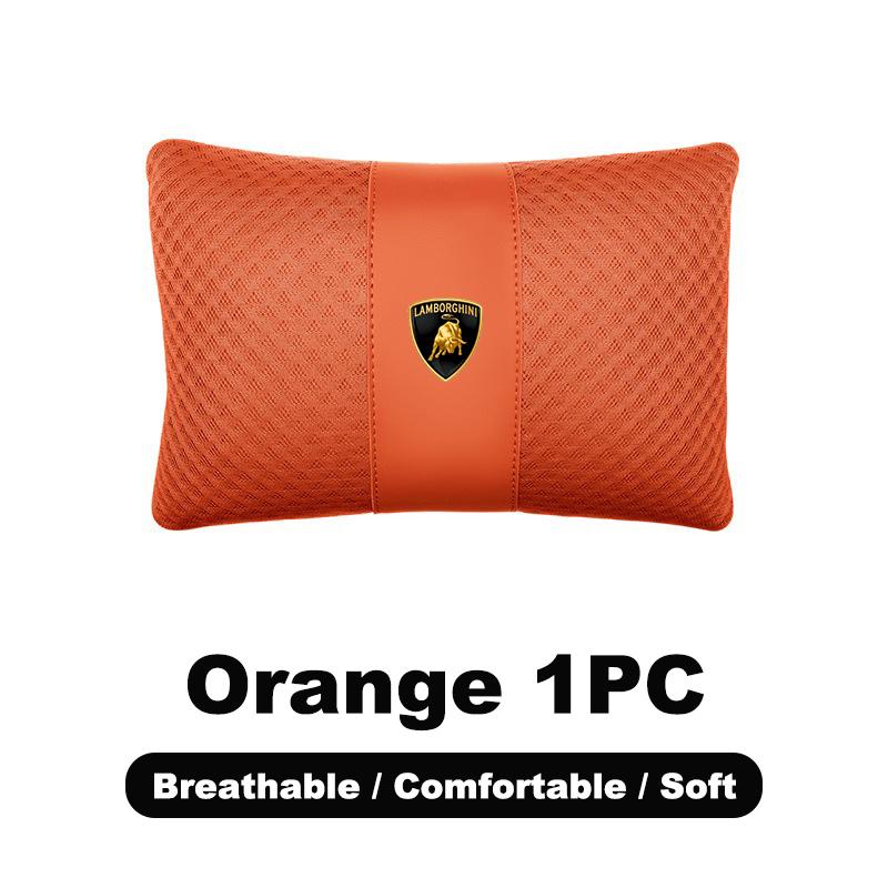 1pcs Car Leather Headrest Seat Lumbar Pillow Auto Accessories For Lamborghini LP570 LP610 Urus LP700 LP770 Gallardo Aventador byu2