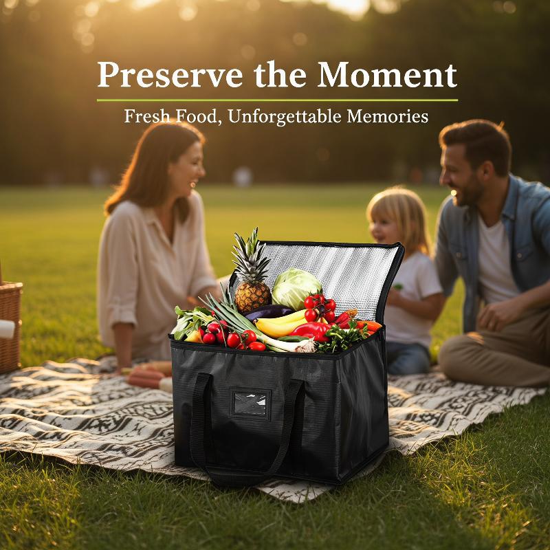 Large Insulated Thermal Tote Bag Zipper Cooler Storage Tote Bag For Food Delivery Camping Foil Lined Multi-Size