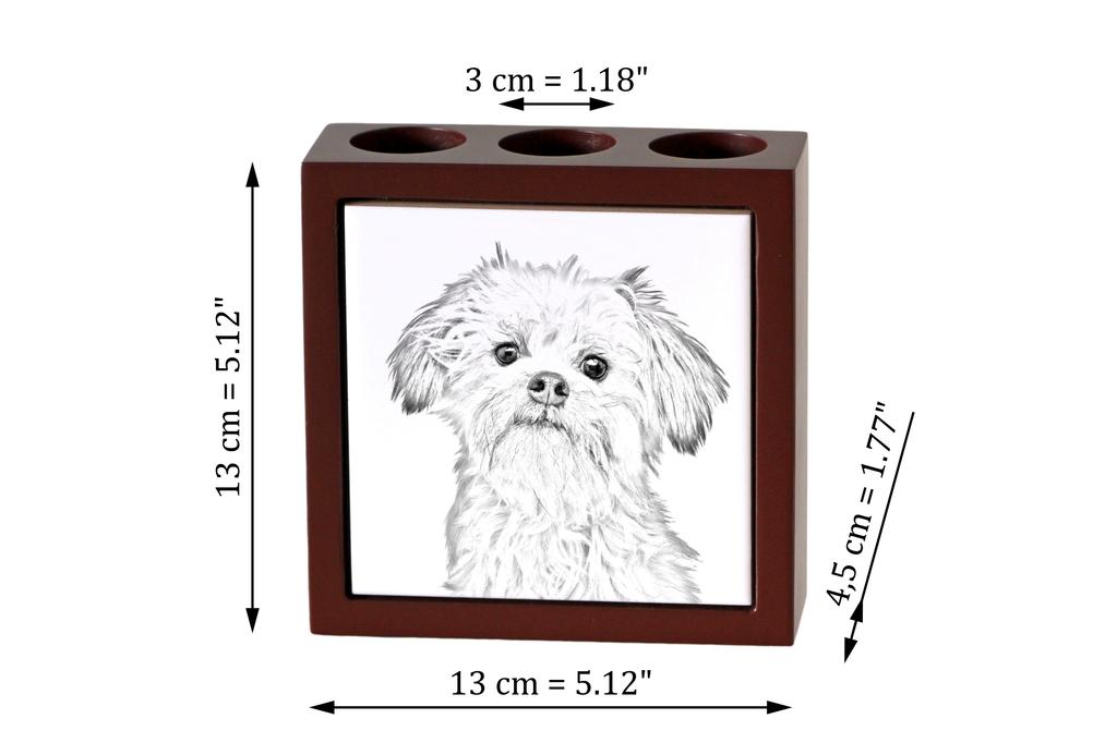 Lowchen, Little Lion Dog – Pen holder with a dog, desk organizer with a print | Art-Dog