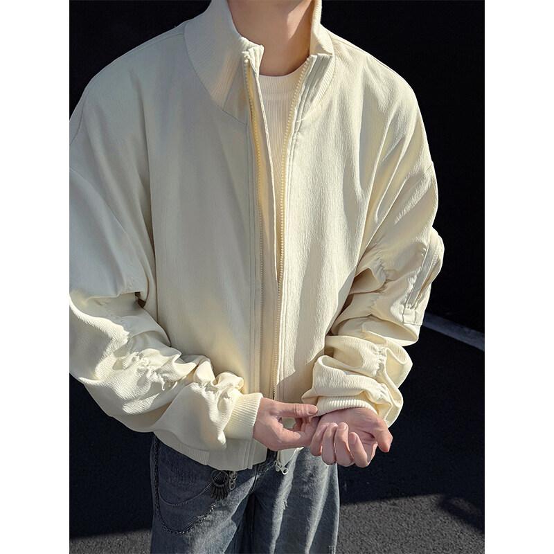 Men Cool Black Jacket Men Autumn Fashion Casual Baseball Coat Youth Zipper Pocket Jackets Man Soild Color Outerwear