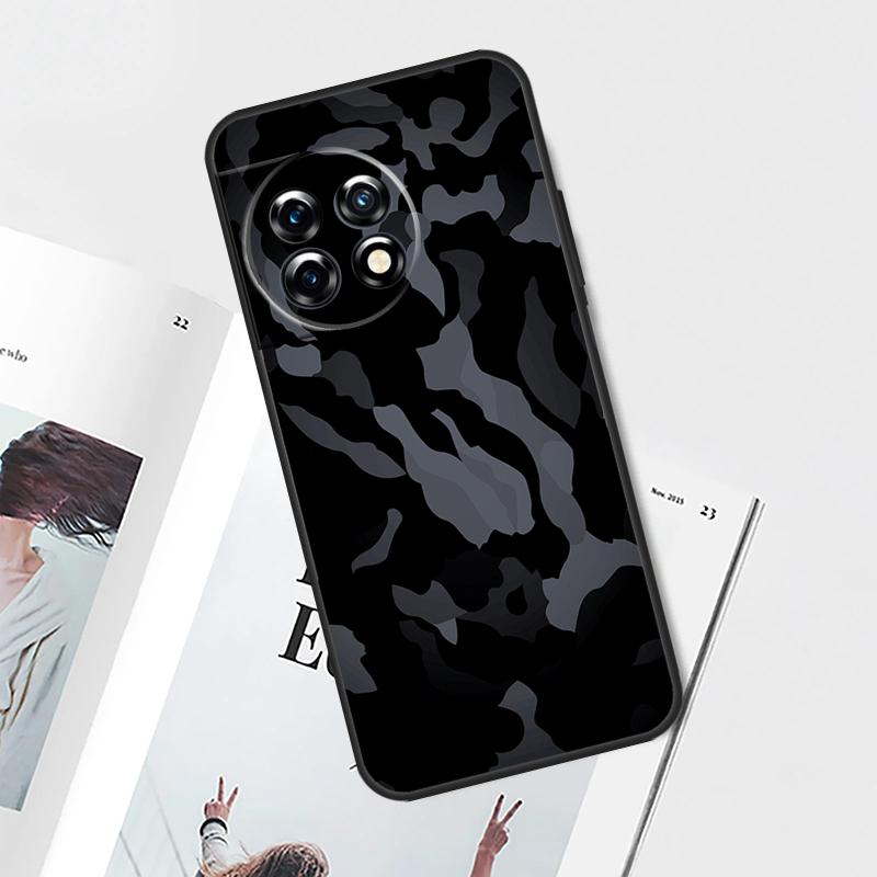 Black Night Camo Camouflage For OnePlus 12 11 9 10 Pro 8T 9RT 10T 10R 12R OnePlus Nord 3 2T CE 2 Lite N10 N20 N200 Case