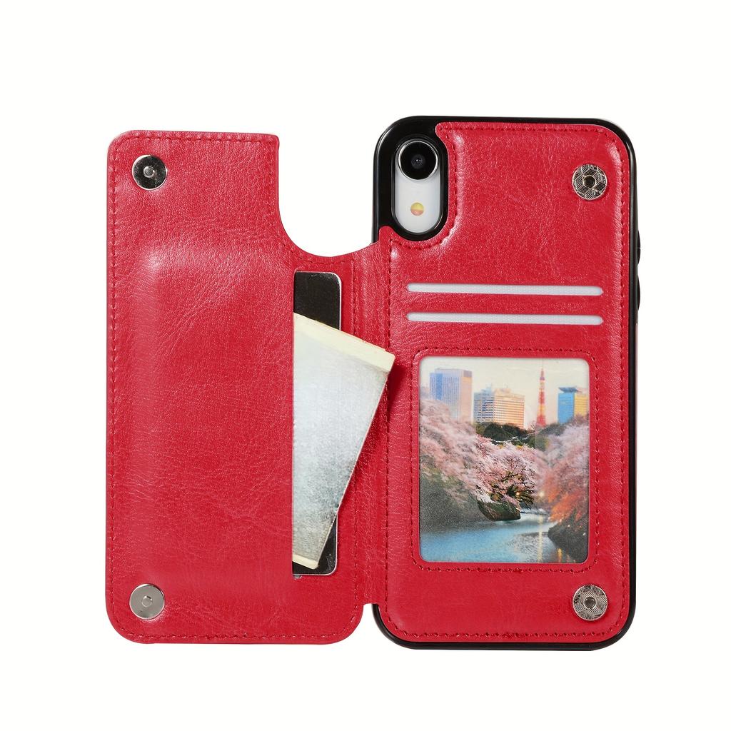 Handytasche, Brieftaschen-Handyhülle mit Kartenhalter, PU-Lederhülle mit Ständer und Kartenfächern, doppeltem Magnetverschluss und langlebiger, stoßfester Hülle für das iPhone