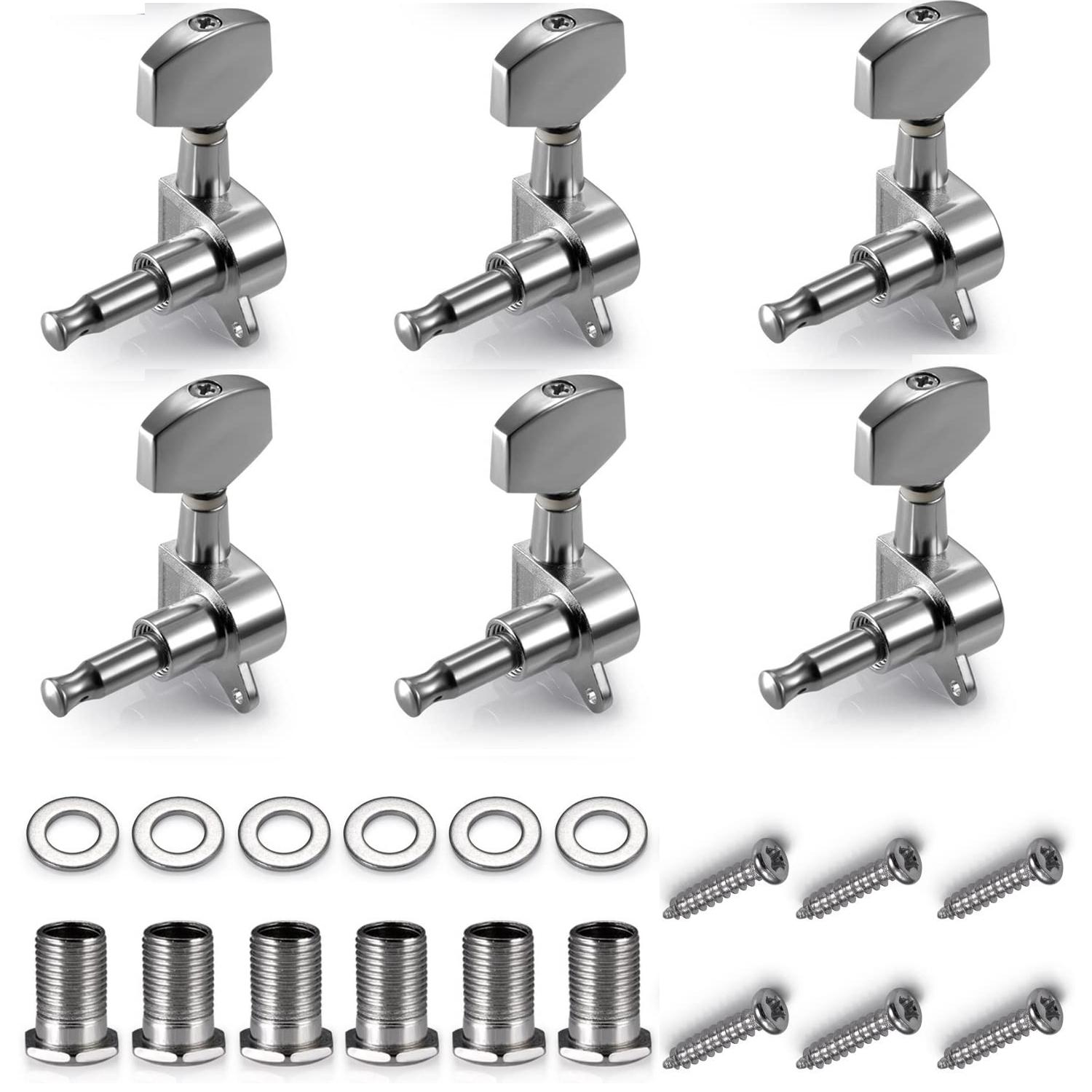 

6 шт. Машинные колки с квадратными головками для гитары, колки, закрытые детали для классической гитары Six Left серебряный