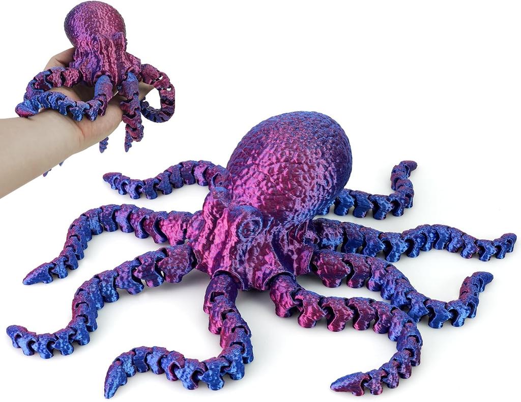 3D Printed Octopus Sea Animal Fidget Toys with Tentacles Stuff Things Flexible Reptiles Action Figures Cool Skeleton 15cm
