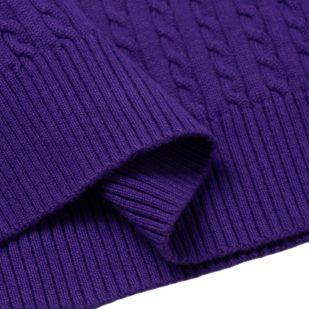 Polo Ralph Lauren Sweater FW25 Mini Cable Knit Cotton Polo Collar Button Placket Pullover Long Sleeve Knit Kids Sweater Purple CWPOSWEG6820574-500