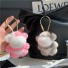 Mink Fur Bear Pendant Keychain For Women Bag Key Chain Pendant Keyrinngs Luxury Decoration Jewelry Bag Hanging Accessories Gifts