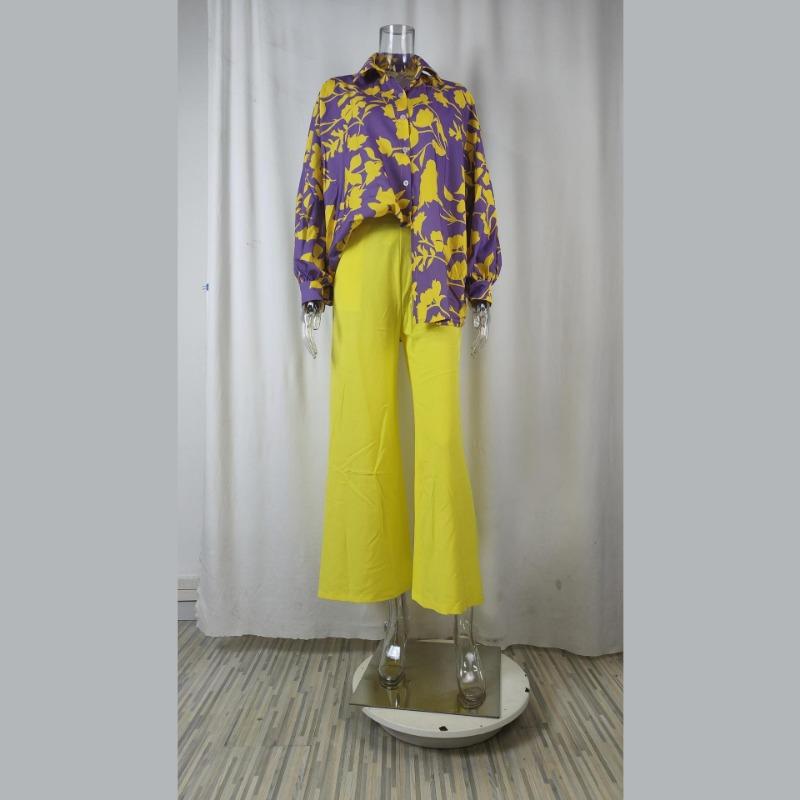 Summer Women's Printed Shirt Style, Loose and Breathable, Stylish Trousers, Fashionable and Casual Set