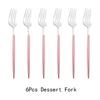 6pcs/Set Black Gold Dessert Fork Set Mirror Stainless Steel Colorful Fork Set Tableware Cutlery Set Home Party Kitchen Tableware