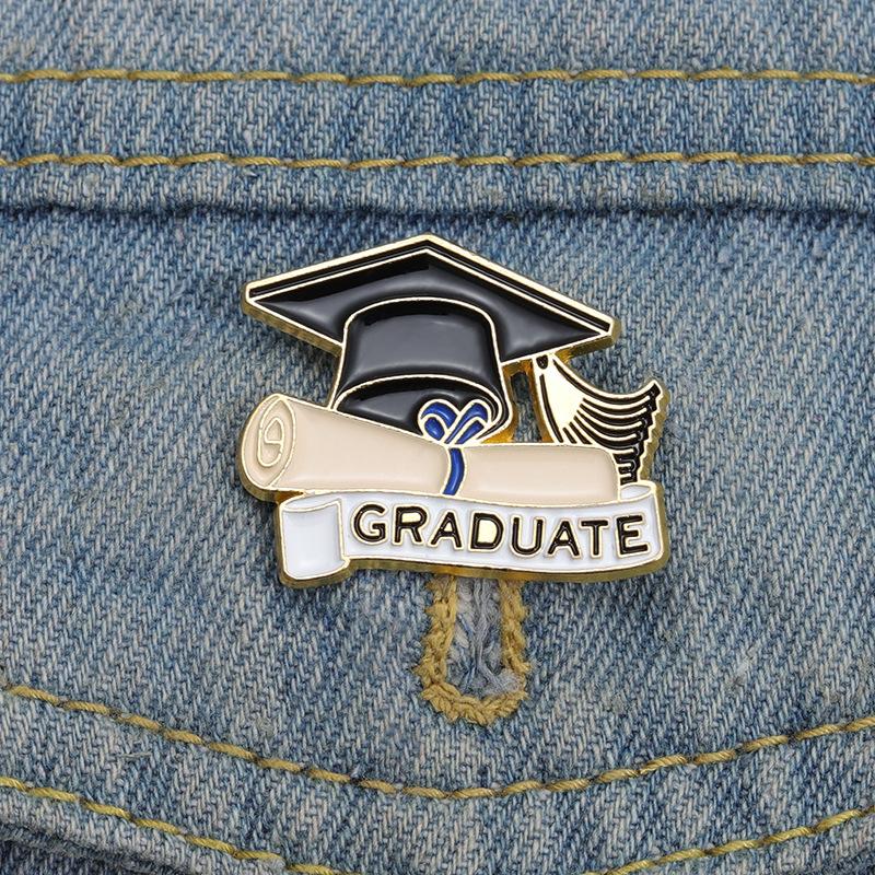 Graduation Enamel Brooch Bachelor Hat Style Pin Graduation Gift For Graduates Lapel Bag Badges Best Wishes Jewelry For Friends