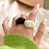 Exaggerated Personality Irregular Geometry Black White Resin Rings for Women Fashion Designer Finger Jewelry Accessories Gifts