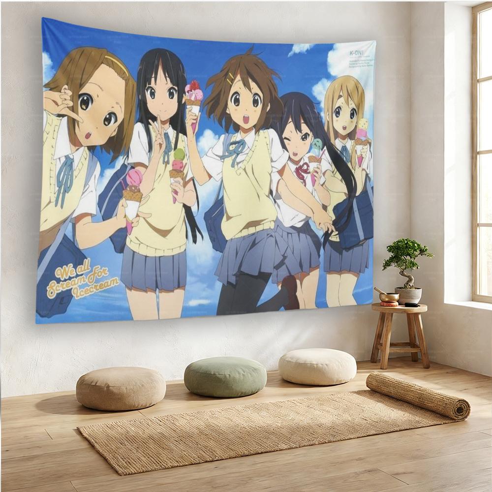 KON Anime Tapestry Yui Mio Ritsu Tsumugi Azusa Wall Hanging Aesthetic Bedroom Dorm Manga Fan Decor