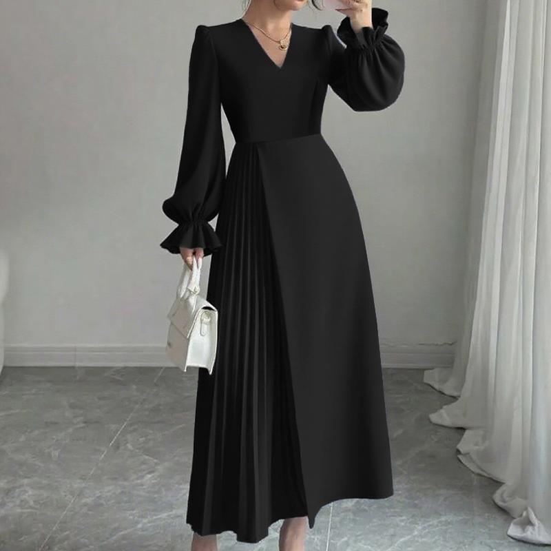 

ZANZEA Женское повседневное платье с V-образным вырезом, свободного кроя, с длинным рукавом 5XL чёрный