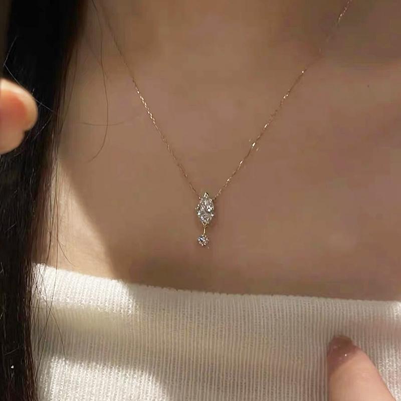 Water Droplet Zircon Pendant Necklace For Women Simple Temperament Versatile Jewelry Gifts Wholesale