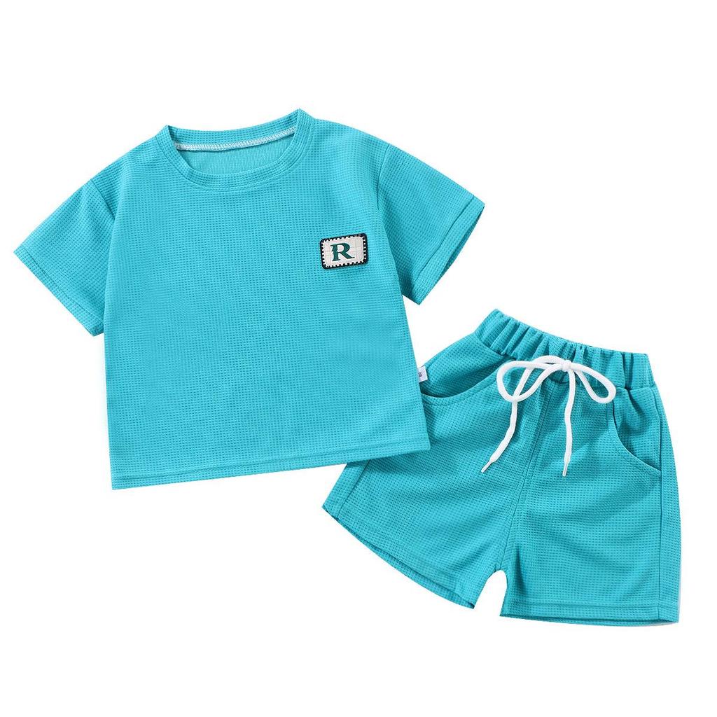 New Summer Kids' Short-Sleeved Korean Casual Two-Piece Set for Boys and Girls