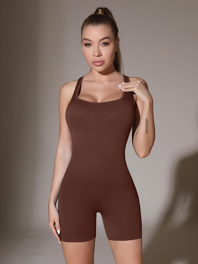 Women's Seamless Yoga Bodysuit - Cross Back, Hip-Lift, One-Piece for Spring/Summer Fitness & Running