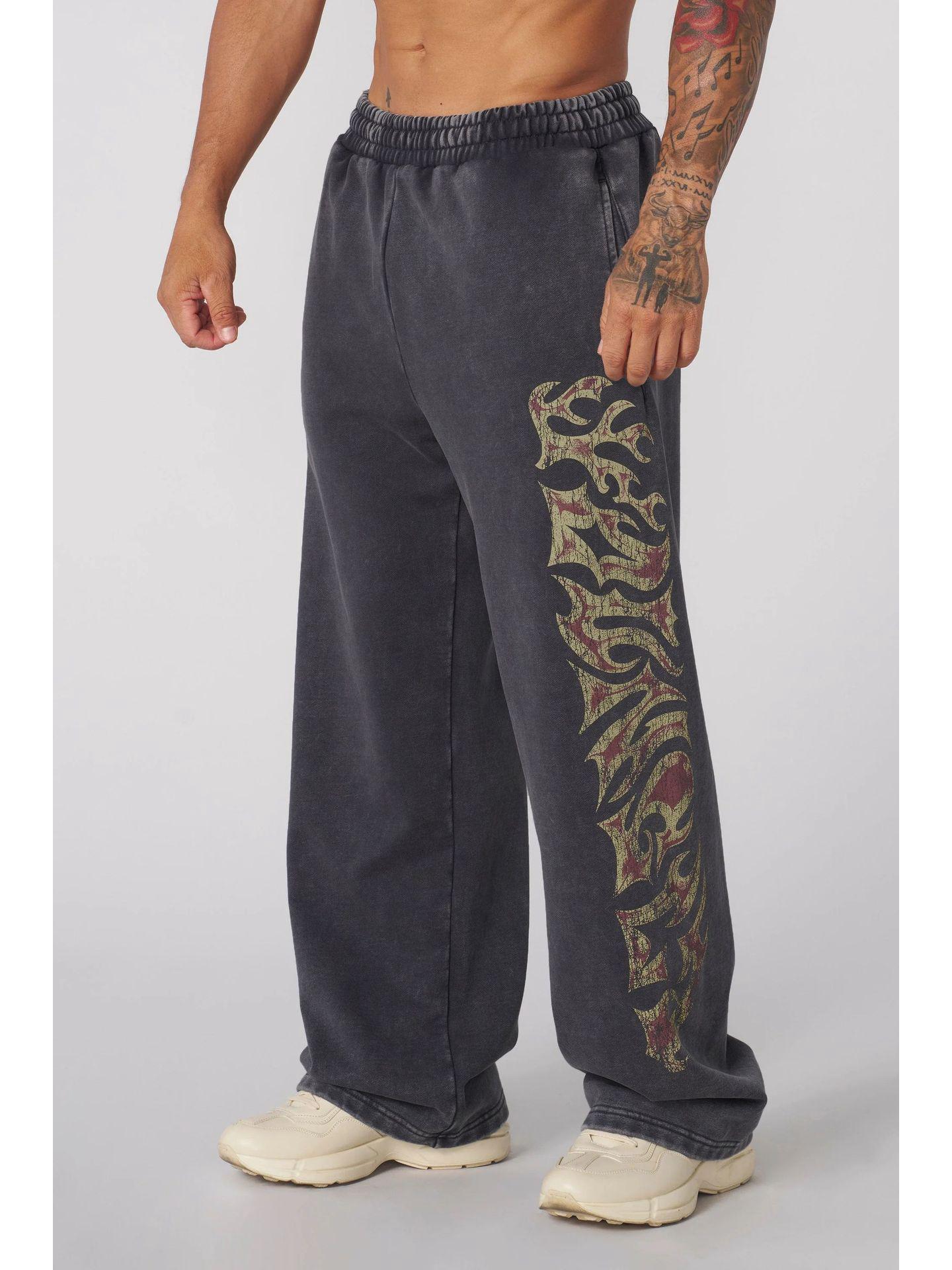 

Trendy Young Men s American-Style Sweatpants: Loose Fit, Straight Leg, Wide Leg, Large Print for Sports and Casual Wear. Extra Extra Large