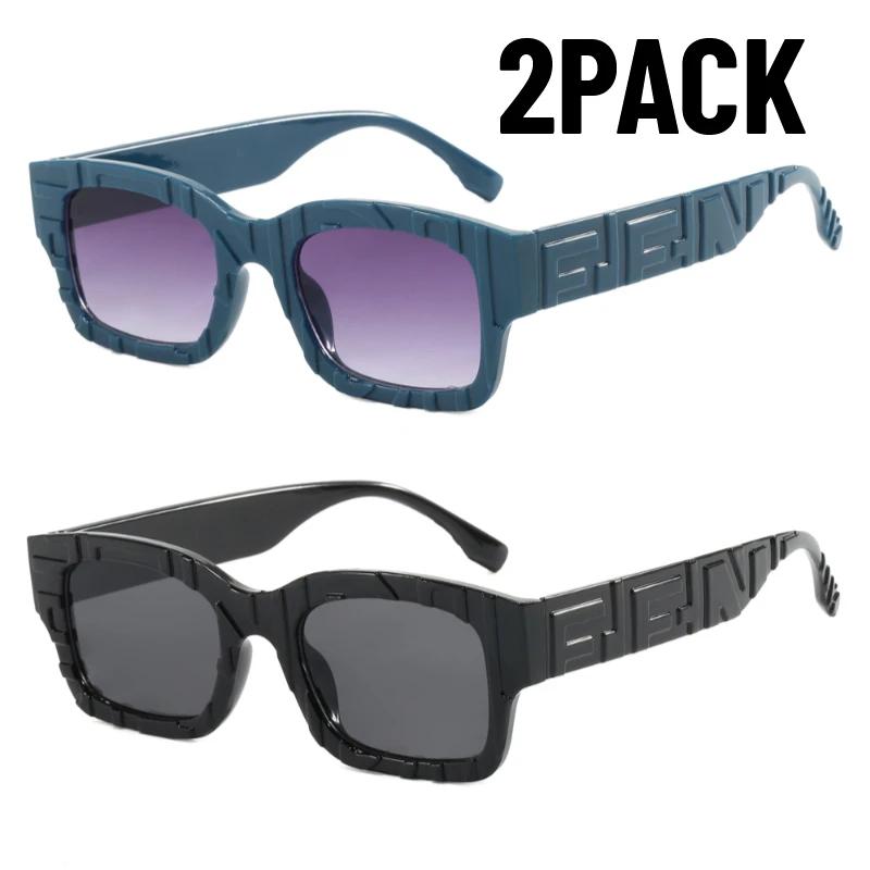 2Pack New Square Sunglasses Vintage Women Fashion Female Sun Glasses Men Shades Uv400 Luxury Brand Male Fishing Glasses