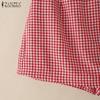 ZANZEA Damen Sommer Elastischer Bund Lässige Karomuster Shorts