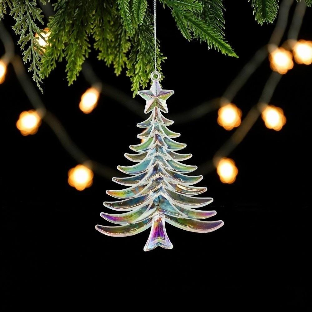Snowflake Xmas Tree Hanging Ornament Clear Acrylic Christmas Decor Indoor Room