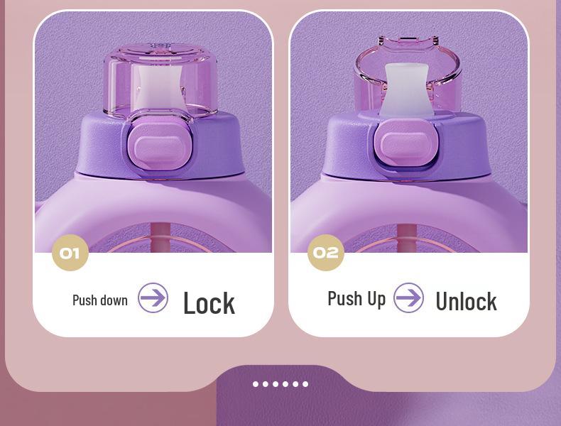 GIAVOS Minimalist Creative Sports Water Bottle with Straw - Portable & Cute Design