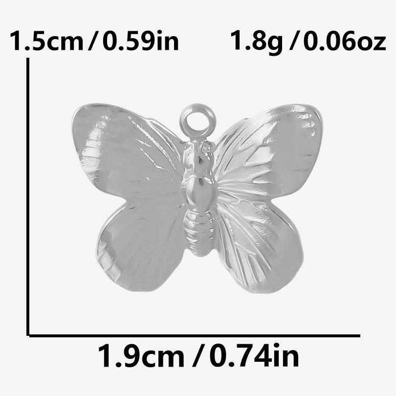 6pcs/Lot Silver/Gold Color Butterfly Animal Pendant Stainless Steel Charm For Jewelry Making Supplies Handmade Keychain Necklace