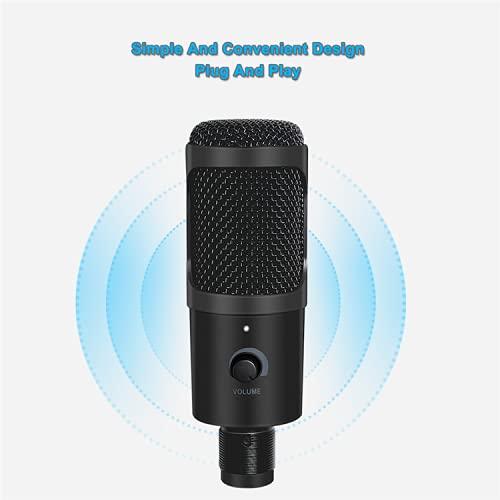 Censreal Condenser Microphone BM-U750 Unidirectional USB Microphone Volume Adjustment Noise Suppression Clamp Arm Style Black