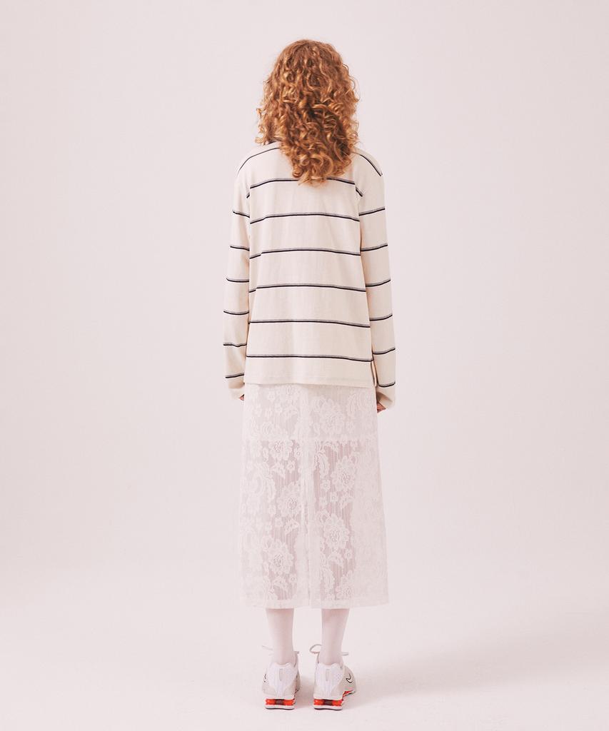 Minasu Mns Striped Cotton Collar T Shirt_Ivory