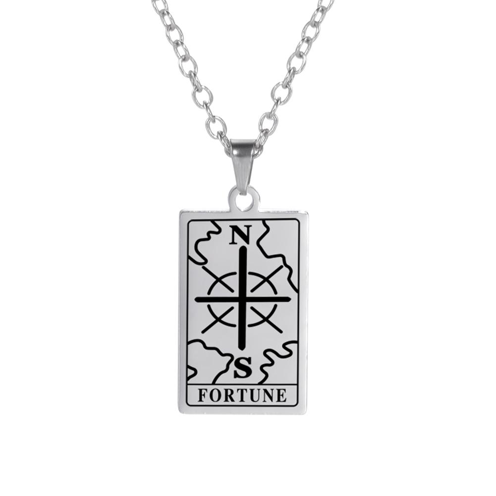 Cazador Tarot Cards Necklace The Star World Fortune SUN Moon Tarot Neck Chain Stainless Steel Vintage Punk Jewelry for Women Men