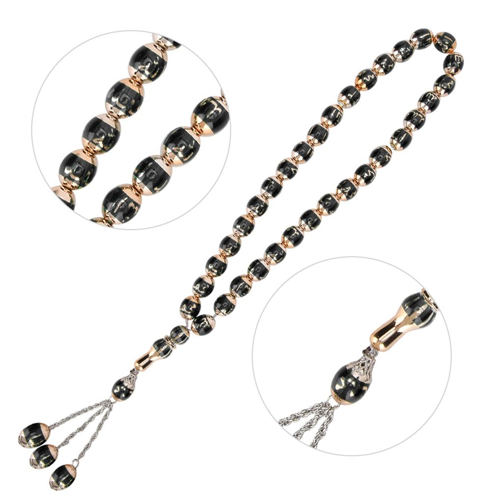 Resin Unisex Muslim Prayer Beads Round Rediing Words Rosary Worship Supplies Accessoryblack