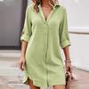 2025 New Autumn and Winter Women's Solid Color Casual Button Cardigan Long-sleeved Shirt Dress