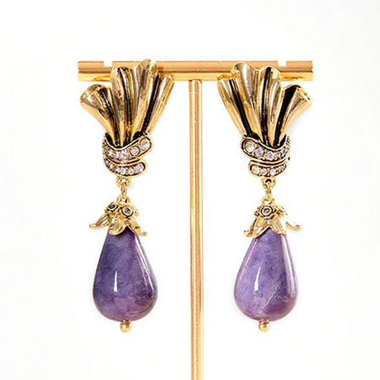 

Vintage Purple Teardrop Stud Earrings - 925 Silver, Elegant & Versatile Jewelry