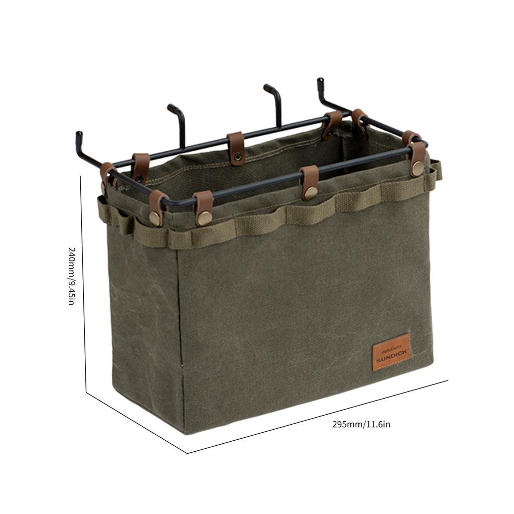 Camping Table Side Storage Bag Large Capacity Multifunctional Folding Canvas Bag with Hook Picnic Desk Cookware Hanging Bag