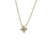 Gold-Plated Titanium Steel Flower Necklace with Inlaid Diamond and Clover Pendant - Non-Fading Luxury Clavicle Chain