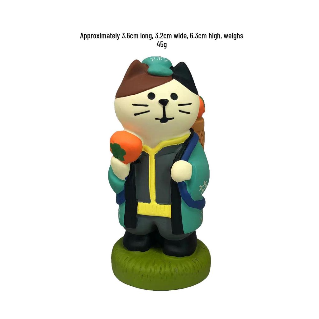 ZAKKA Autumn Harvest Resin Cat Figurine with Persimmon Tree - Trendy INS Blind Box Ornament
