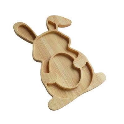 Holz-Osterei-Form-Tablett Cartoon mit Fächern Lebensmittel-Display-Platte Dekorativ Langlebig Hase Snack-Serviertablett Schmuck